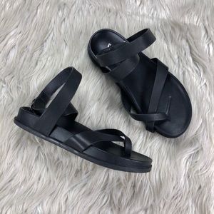 Marc Fisher black flatbed ankle strap sandle